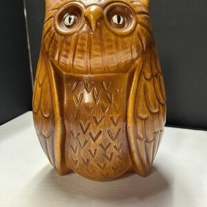 Ceramic Owl Figurine in Warm Brown